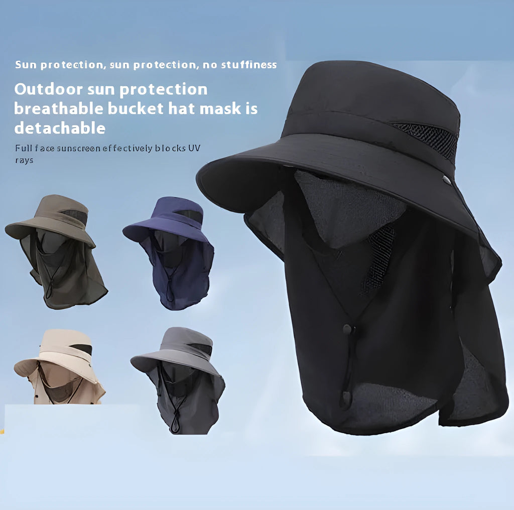 Men's grey adjustable polyester fisherman hat with a wide brim for sun protection.