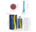 85ml metal sealant epoxy kit with glue tubes, push rod, scraper and sandpaper for waterproof repairs.