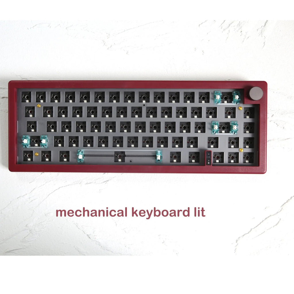 DIY mechanical keyboard kit with knob support and RGB lighting in seven colour options