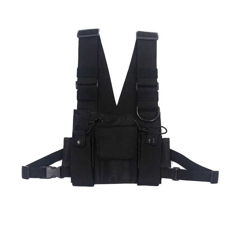 Black canvas hip-hop pillow chest bag 21x18x2 cm crossbody sling
