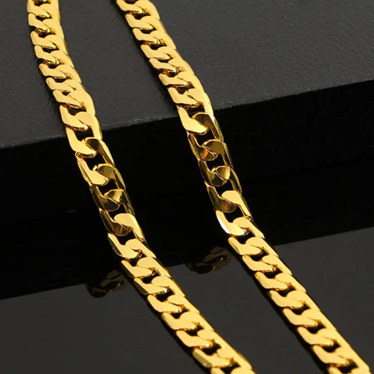 Men's flat side NK necklace large chain 60cm 10mm available in gold and silver colours