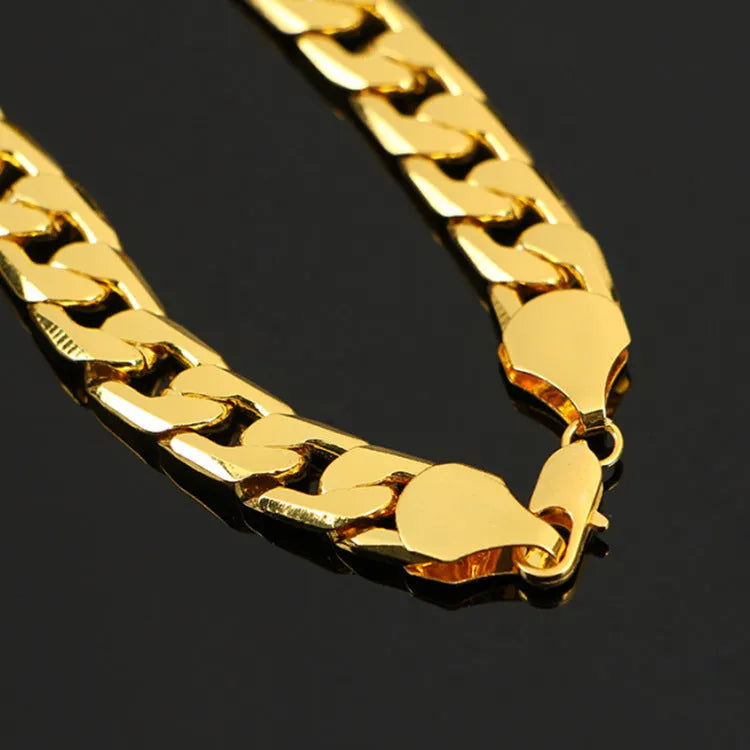 Men's flat side NK necklace large chain 60cm 10mm available in gold and silver colours