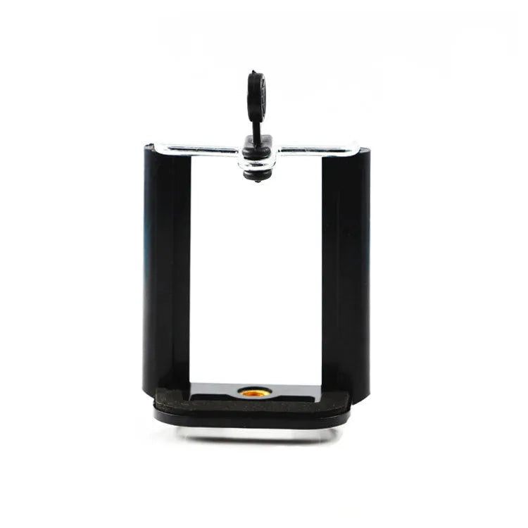 Black plastic universal mobile phone holder with U clip mounting bracket