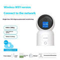 Zhou Shi wireless indoor security camera with large screen on a white plastic housing.