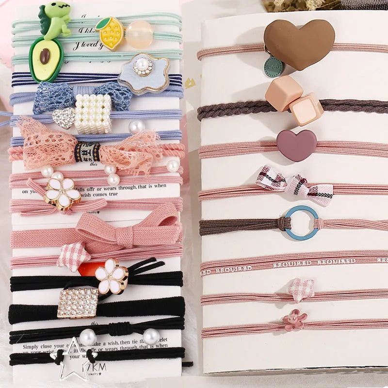 Hair rope holster ring in green pink and red colours, 3cm Japanese Korean style couple hair tie