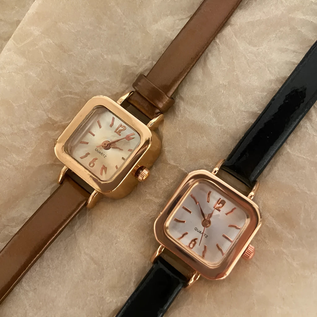 Women's retro art design fashion watch with alloy case in black, white, pink or brown colour