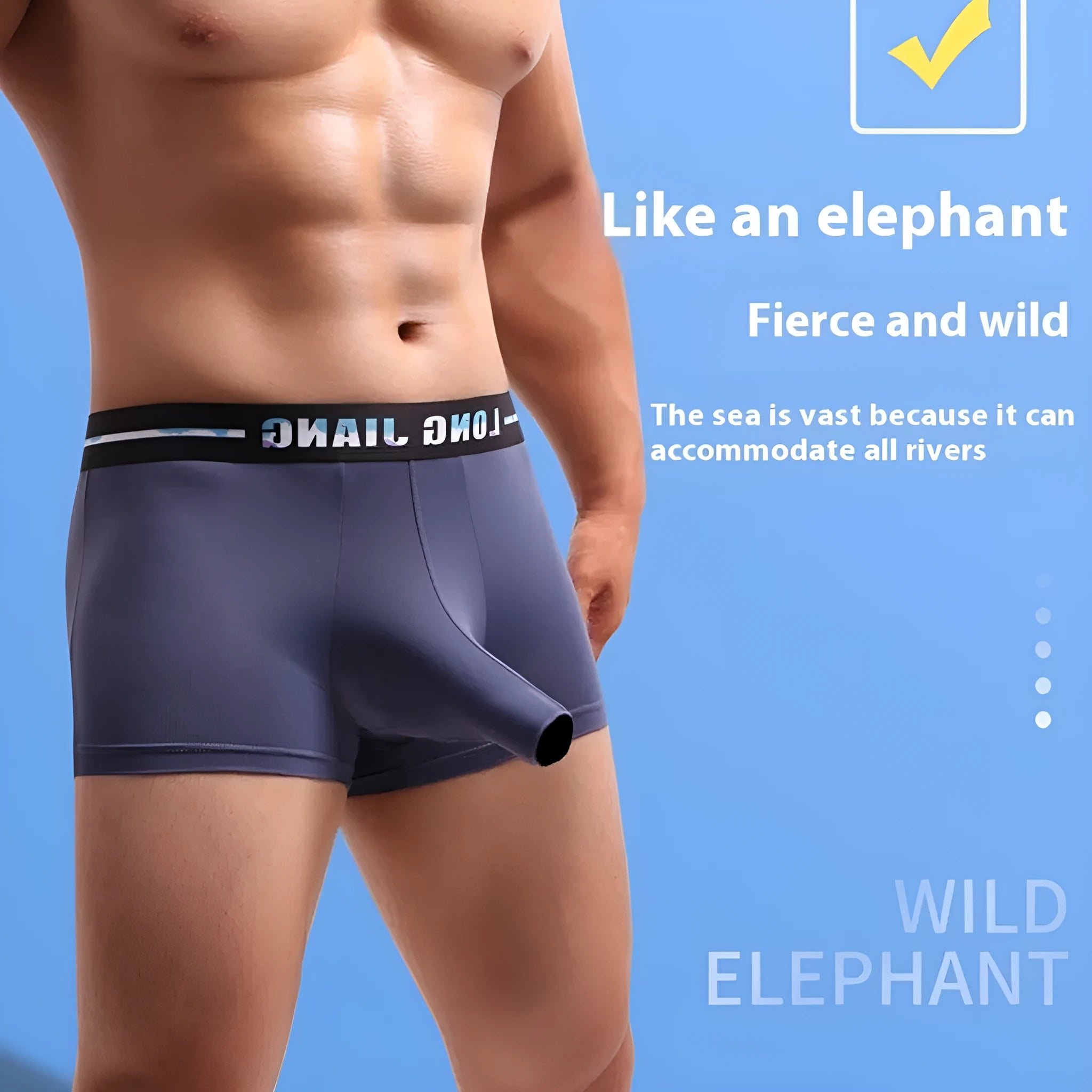 Men's ice silk trunk open boxer shorts in multiple colours on a white background.