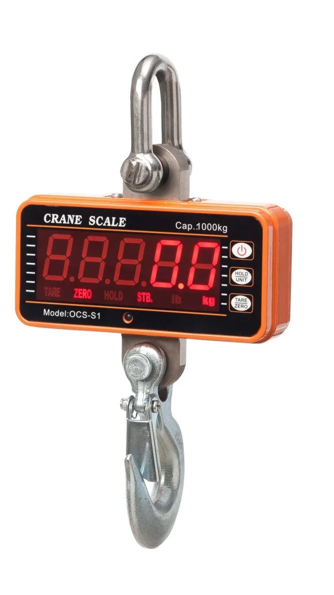 Orange electronic crane scale with digital display for 500kg capacity weighing