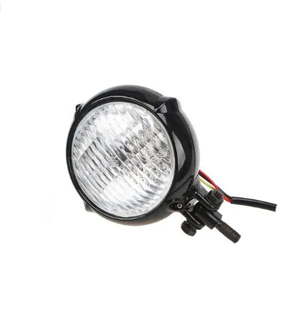 Black electroplated aluminium halogen headlights for motorcycles with 8 cm diameter lens
