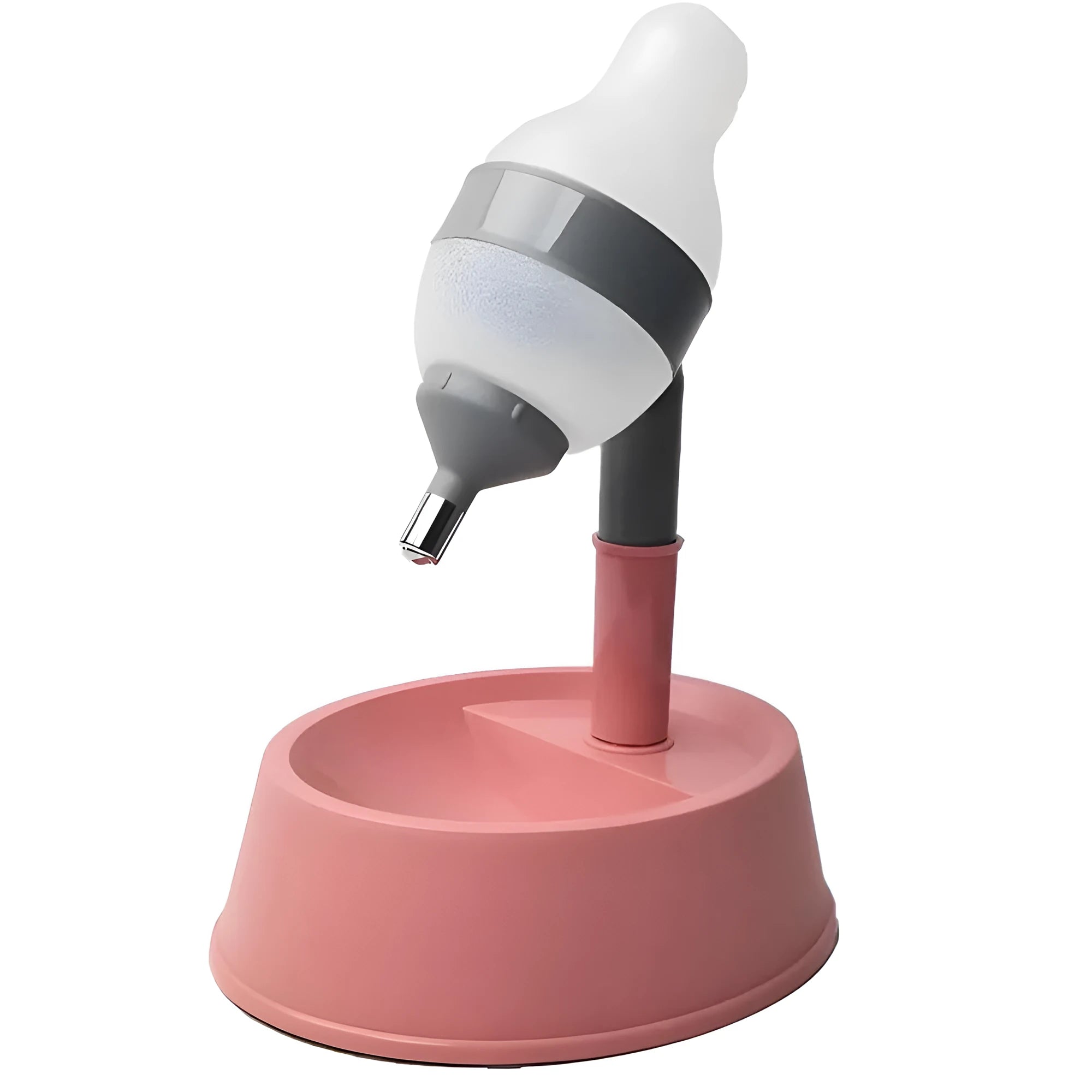 Adjustable height pet water dispenser with detachable bowl in green, grey or pink colours