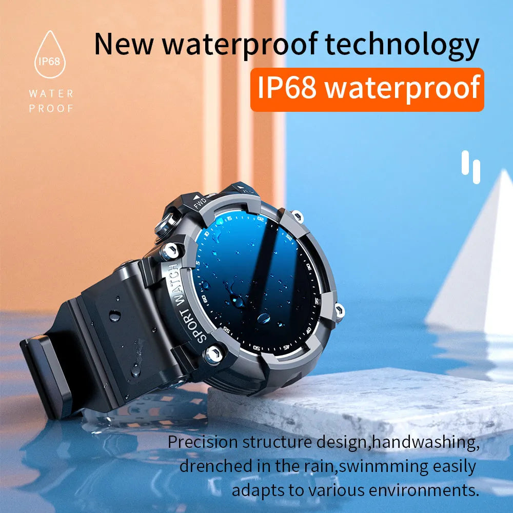 ATTACK 3 IP67 waterproof smartwatch in black, pink, or white with 1.28-inch round display