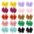 Set of 3-inch handmade grosgrain ribbon pinwheel hair bows with alligator clips, multi-coloured, for toddler girls