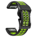 Quick release double-row hole two-colour silicone watch strap with pin buckle clasp.