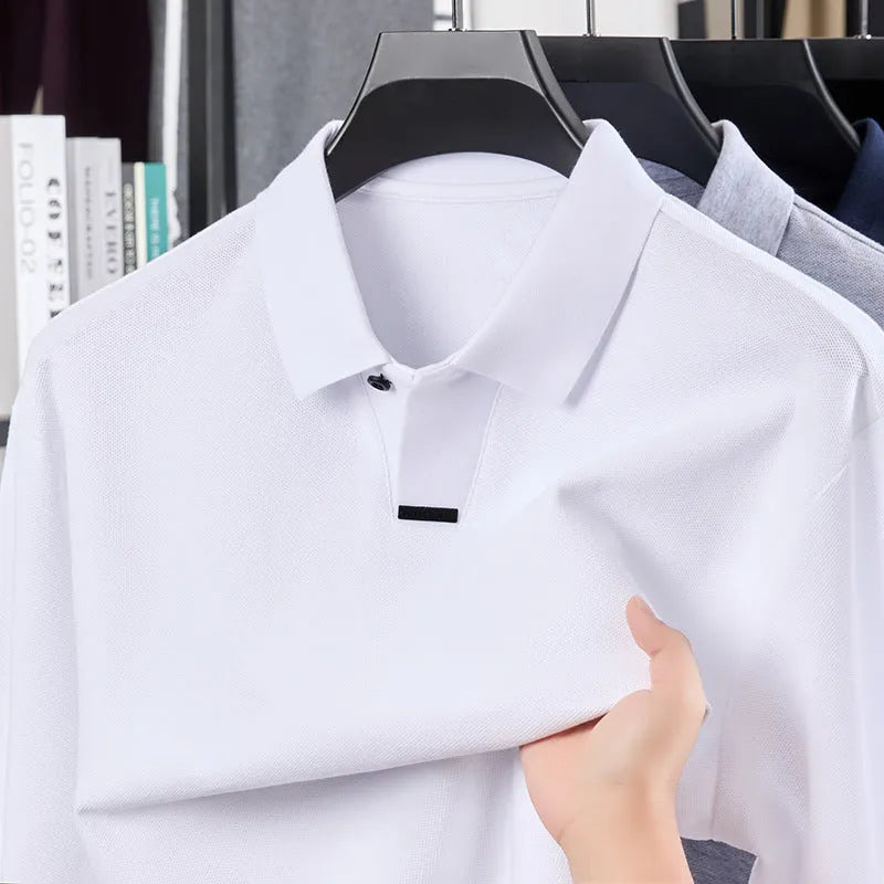 Men's loose fit cotton polo shirt with lapel collar in multiple colour options