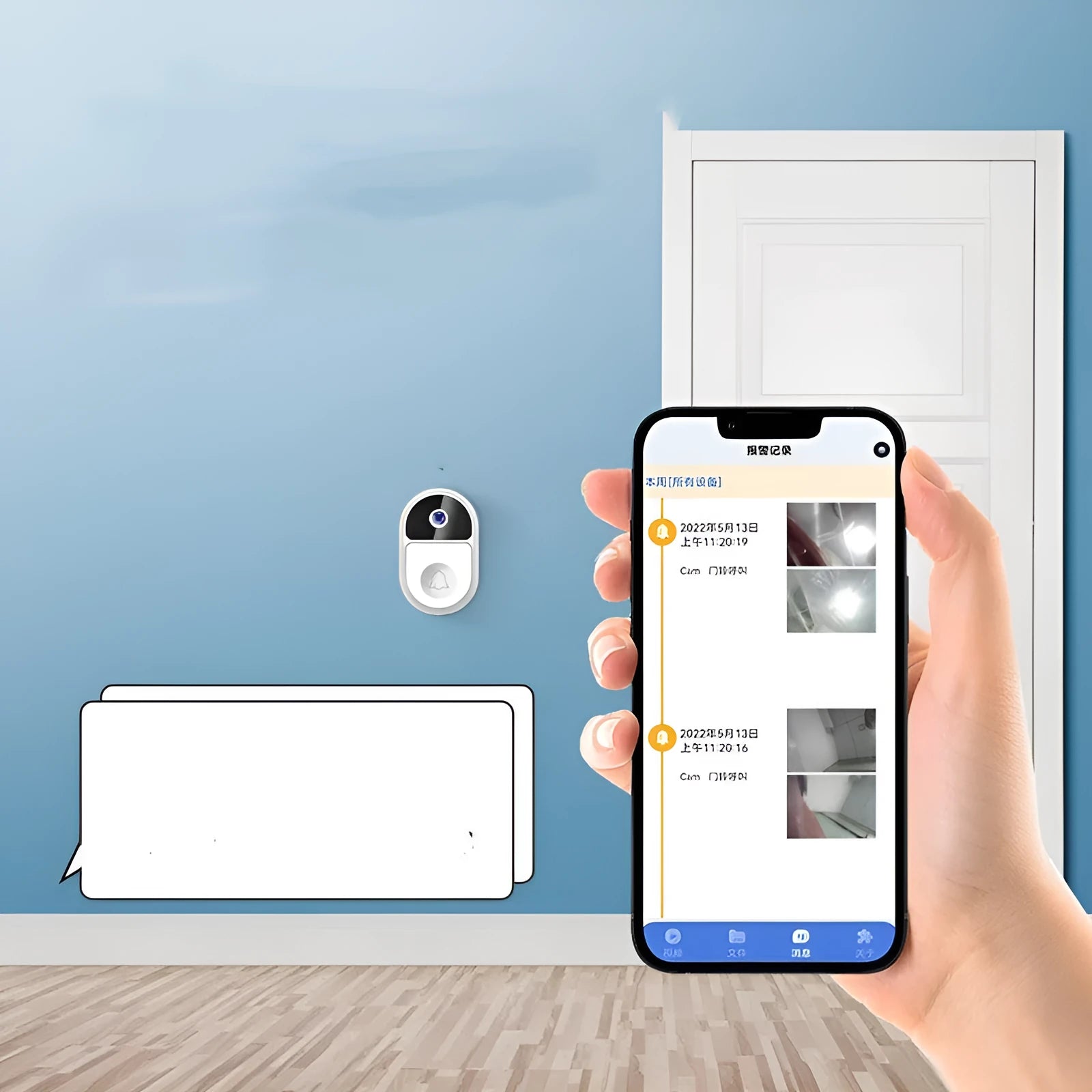 Doodle Smart Visual Doorbell V8 with two-way intercom USB charging black or white