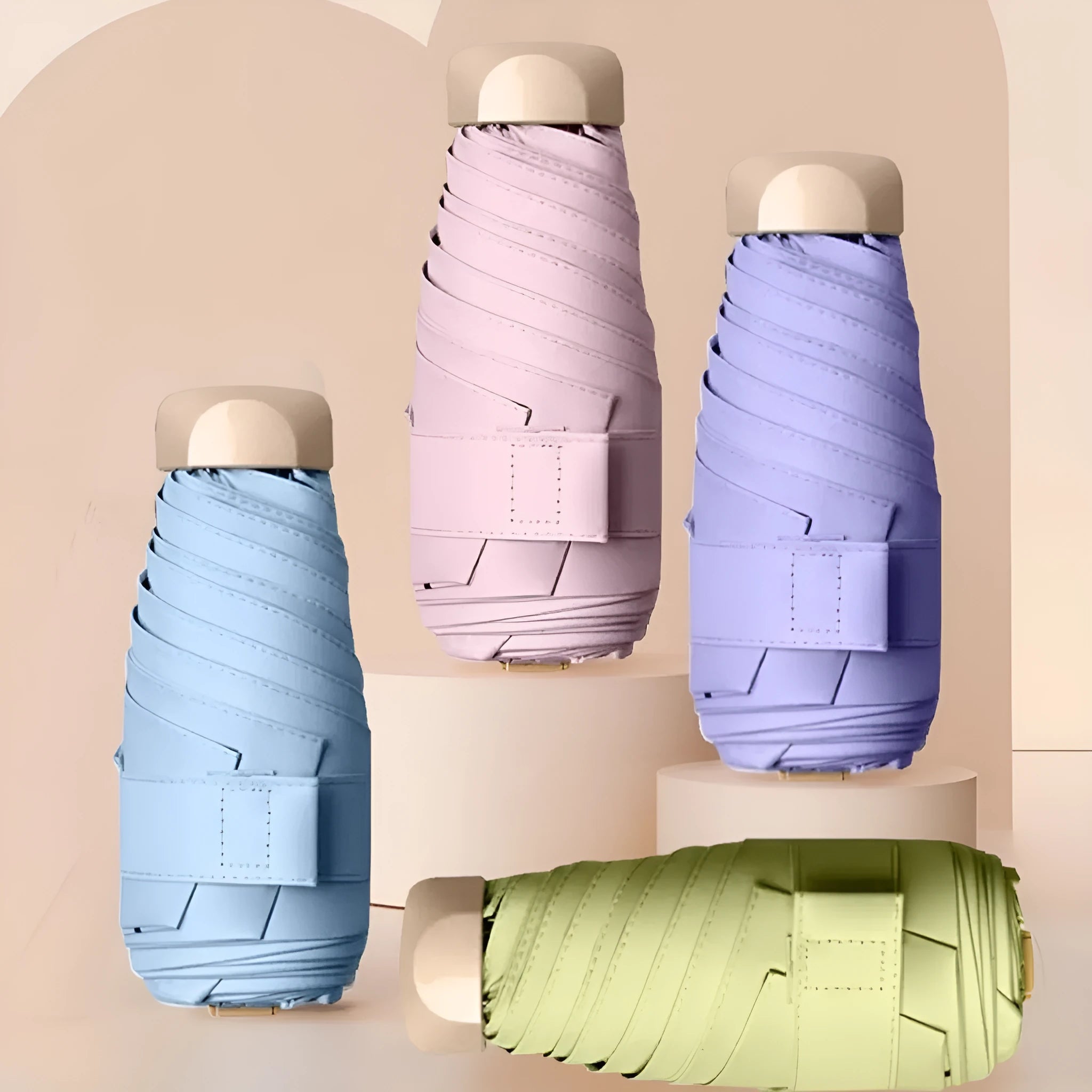 Gradient vinyl sunshade mini umbrella with alloy frame and six bones, available in multiple colours