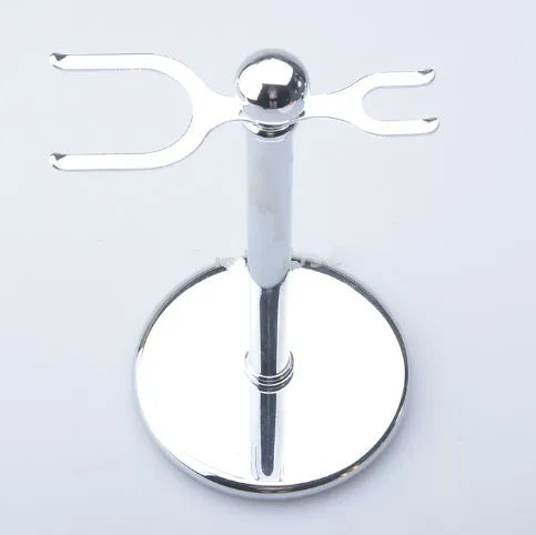 CSB men's shaving kit featuring a chrome razor and stand, badger hair brush, and zinc alloy soap bowl