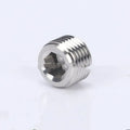 A single stainless steel hexagon pipe plug with a 3/8 series thread for bulkhead fittings.