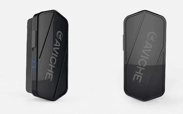 Black portable air purifier necklace wearable personal ioniser with plastic housing.