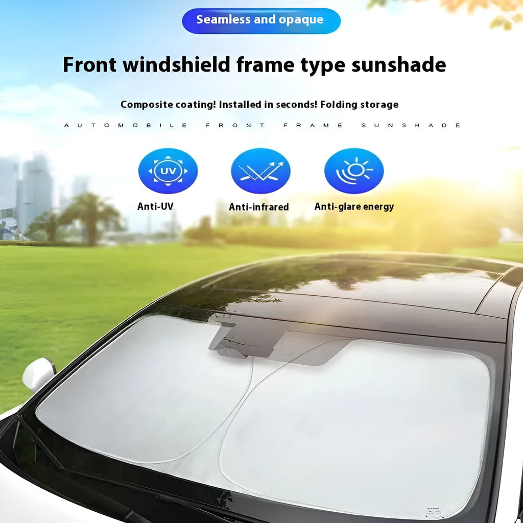 Titanium silver car sunshade with aluminium foil construction for heat insulation