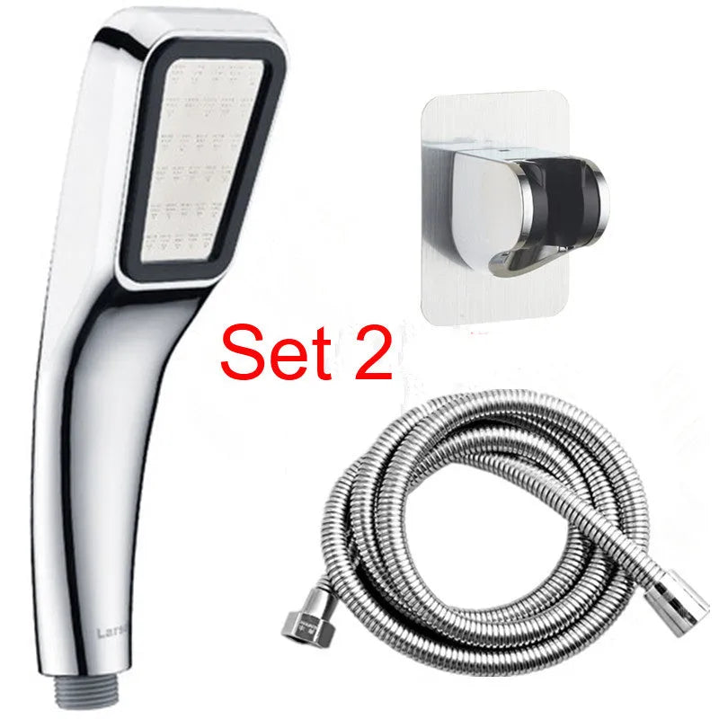 Orange hand-held pressurized shower set with rain function shower head