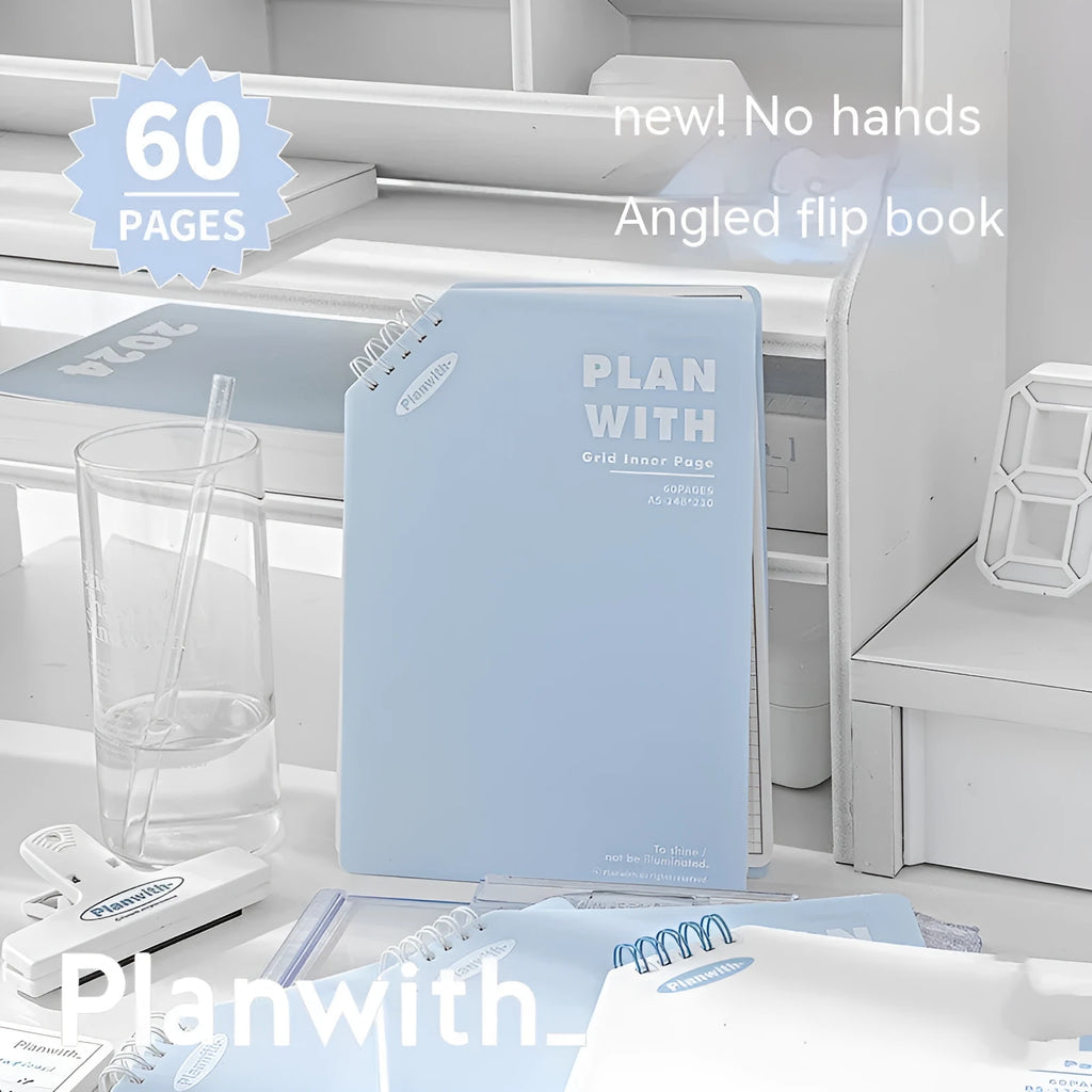 Artsy ins style oblique angle book series student notebook in A5 or B5 size with white or blue cover
