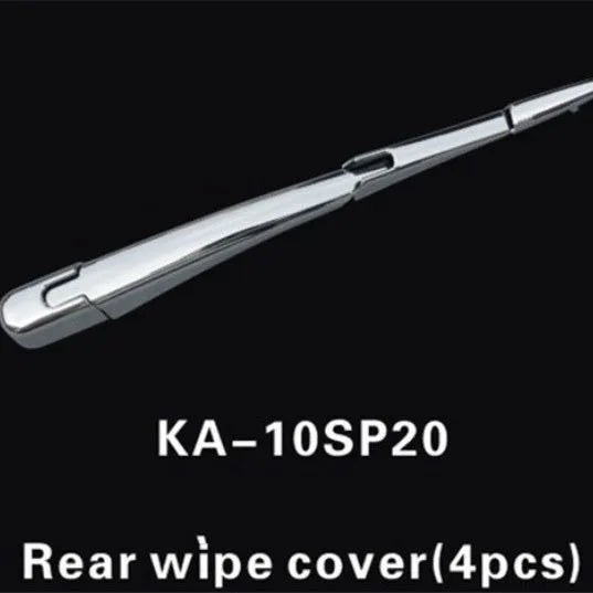 Set of four silvery ABS plastic rear window wiper cover strips for a 2010 Hyundai.