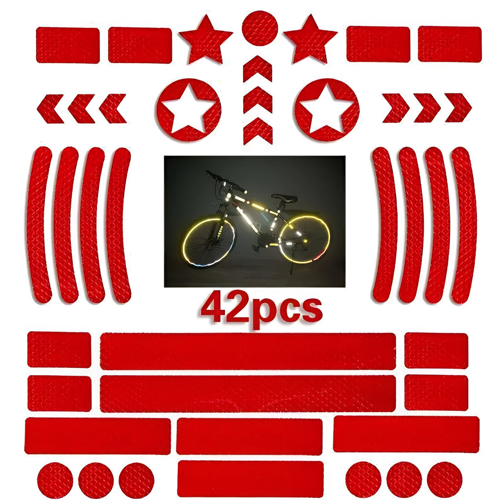 Bicycle reflective tape with grid pattern measuring 11.5x21cm in four colour options