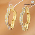 Heart-shaped earrings with micro-inlaid zirconia in gold copper finish for women