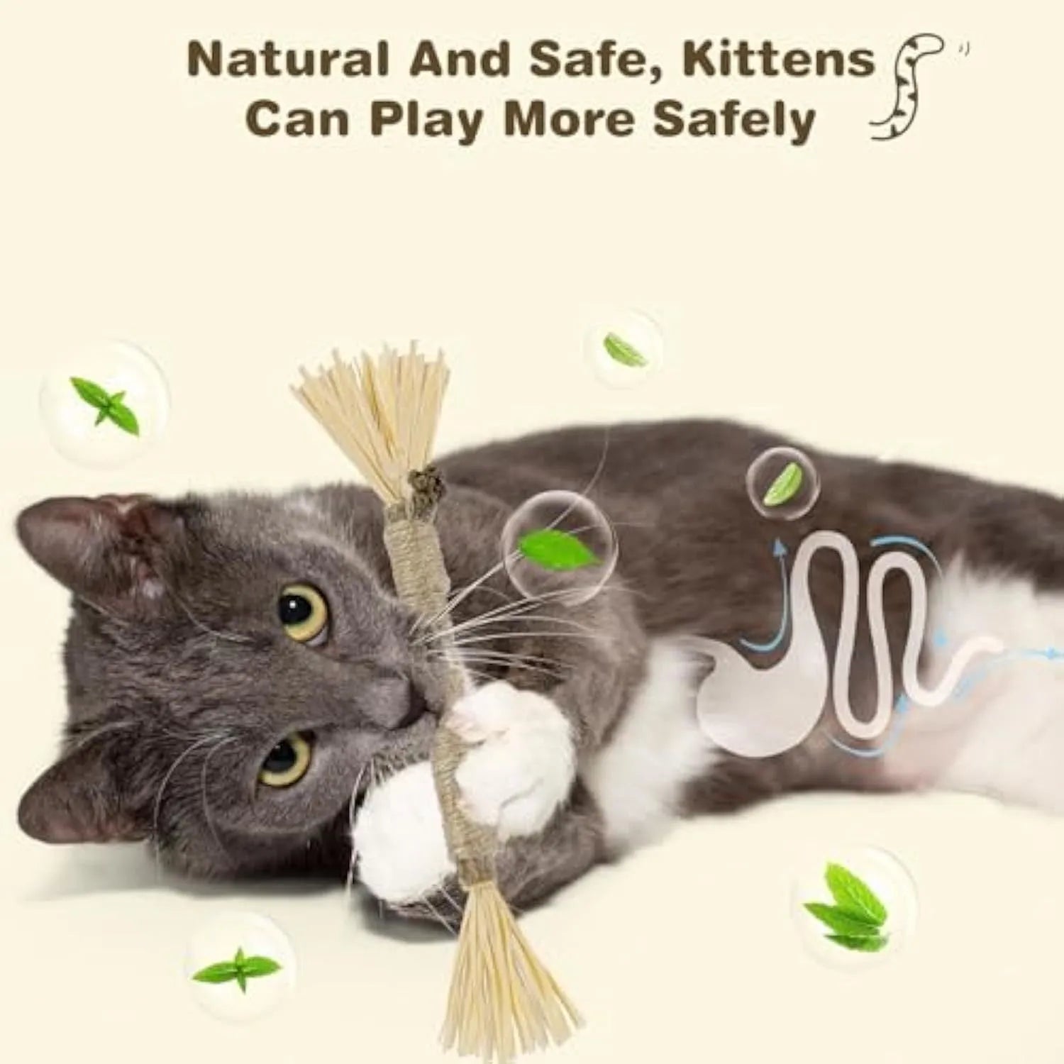 3 pack natural silvervine cat chew sticks with sisal rope for dental care