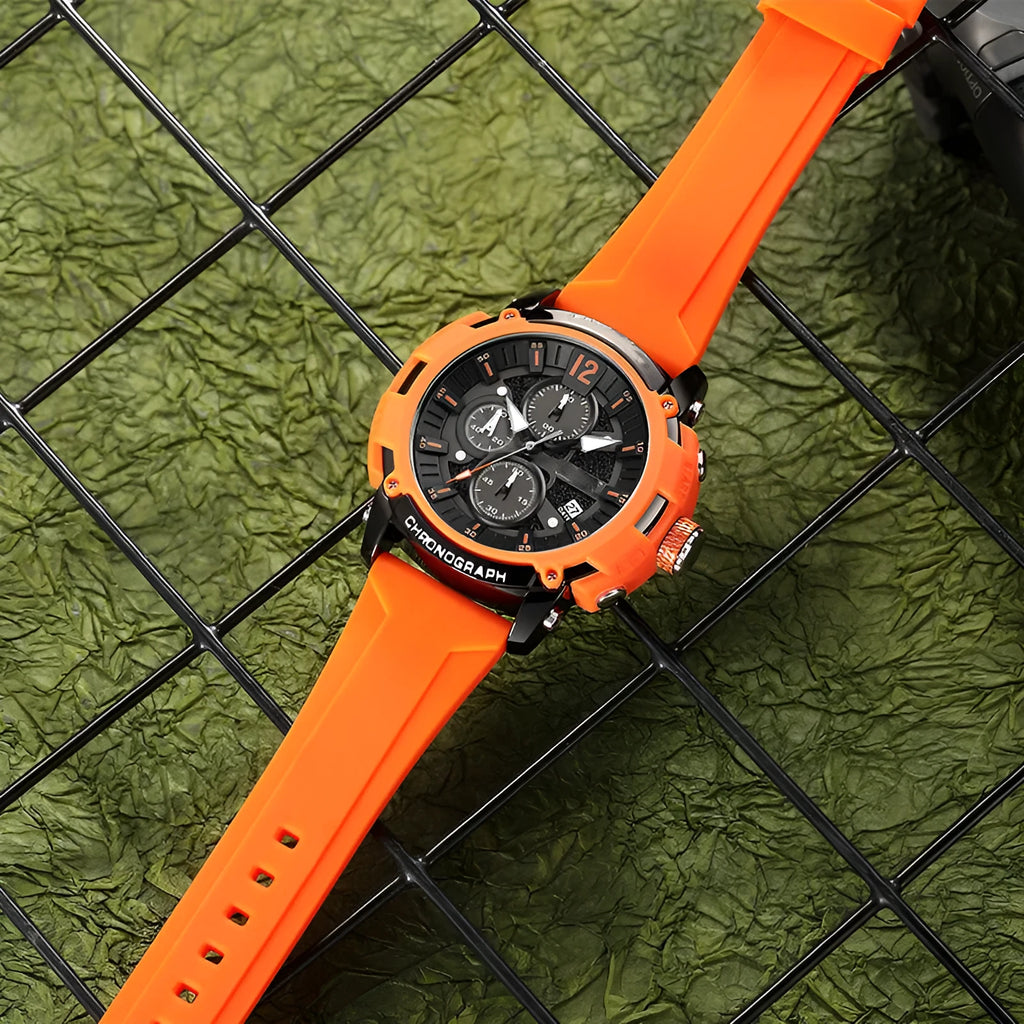 Men's luminous waterproof watch with 51mm case, calendar display and multiple colour options