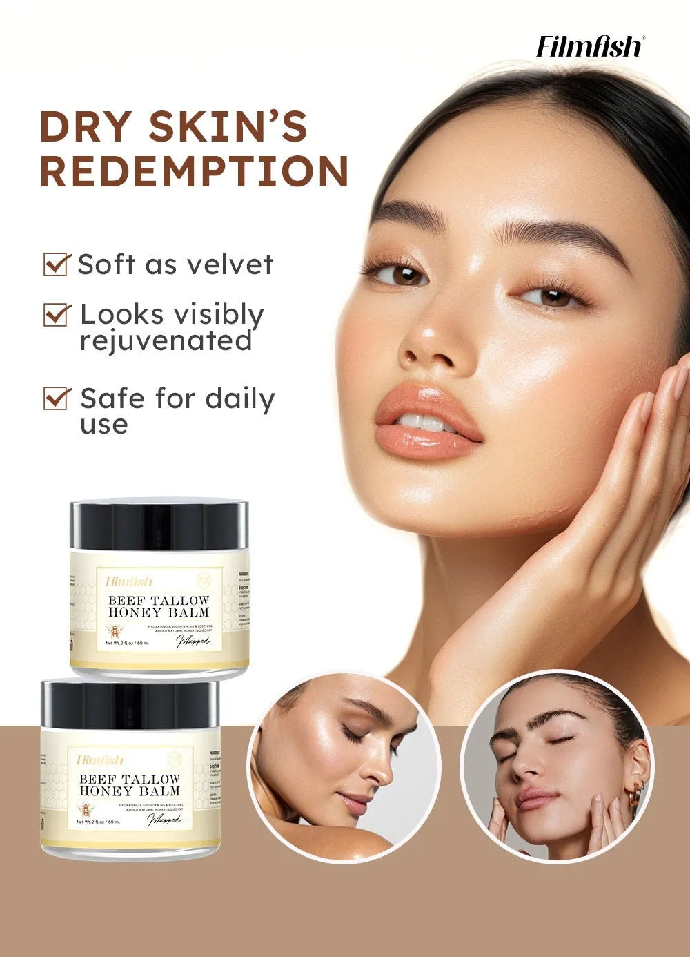 60ml honey moisturising body cream jar with refreshing nourishing skin care treatment