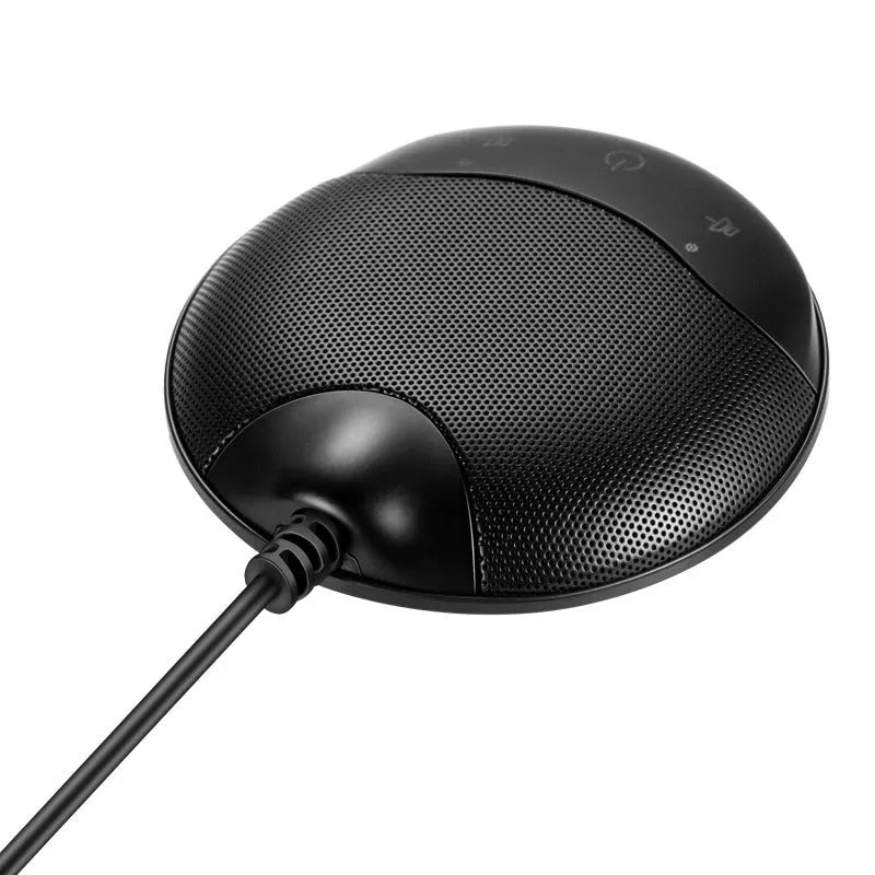USB capacitive condenser microphone for conference and voice recording, black, 9x9x1.7cm size