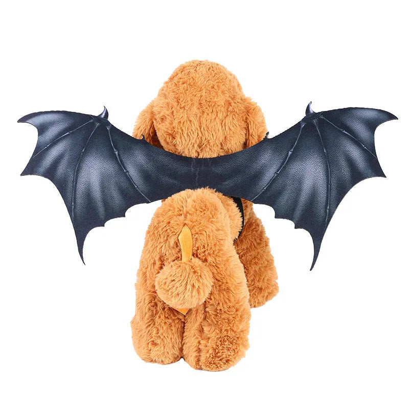Black cloth bat wings Halloween costume for cats and dogs showing three size options