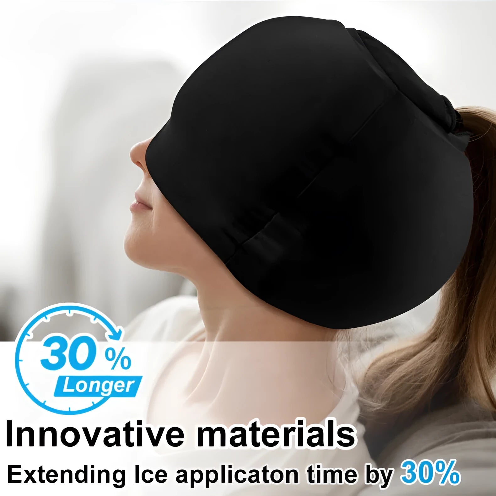 Solid colour cold compress cap with fully enclosed design for head cooling therapy