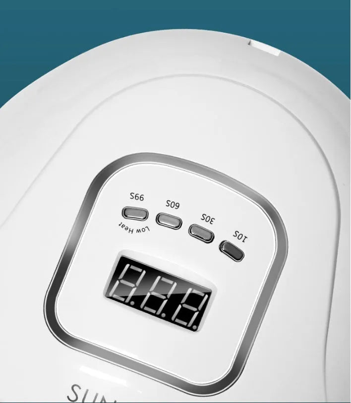 White nail polish baking lamp dryer with dual UV LED light source and control panel