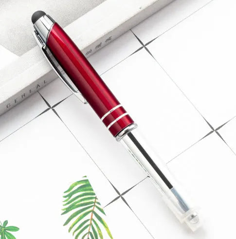 Metal capacitive stylus ballpoint pen with LED light in five colour options
