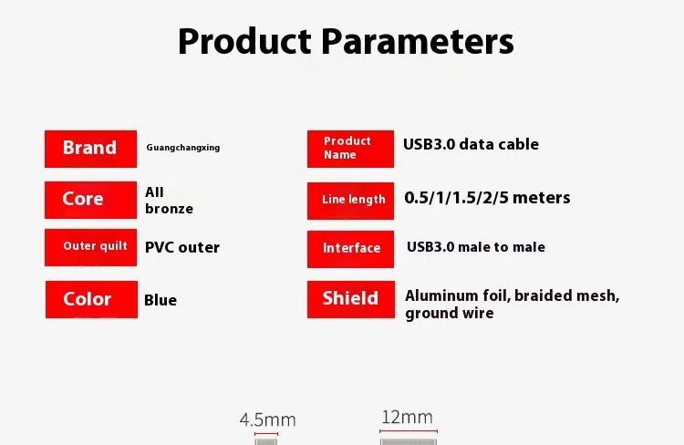 USB 3.0 A male to A male data cable for external hard disk enclosures on a white background.