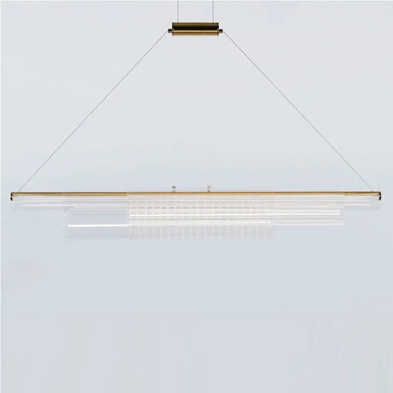 Modern glass pendant lamp with iron body for restaurant and bar lighting in three lengths