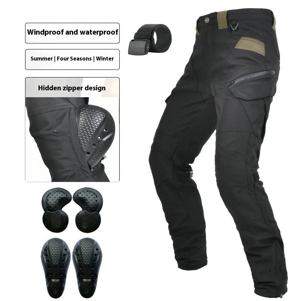 Motorcycle cycling pants in PK-16 green or black with waterproof windproof protection and drop-resistant safety features