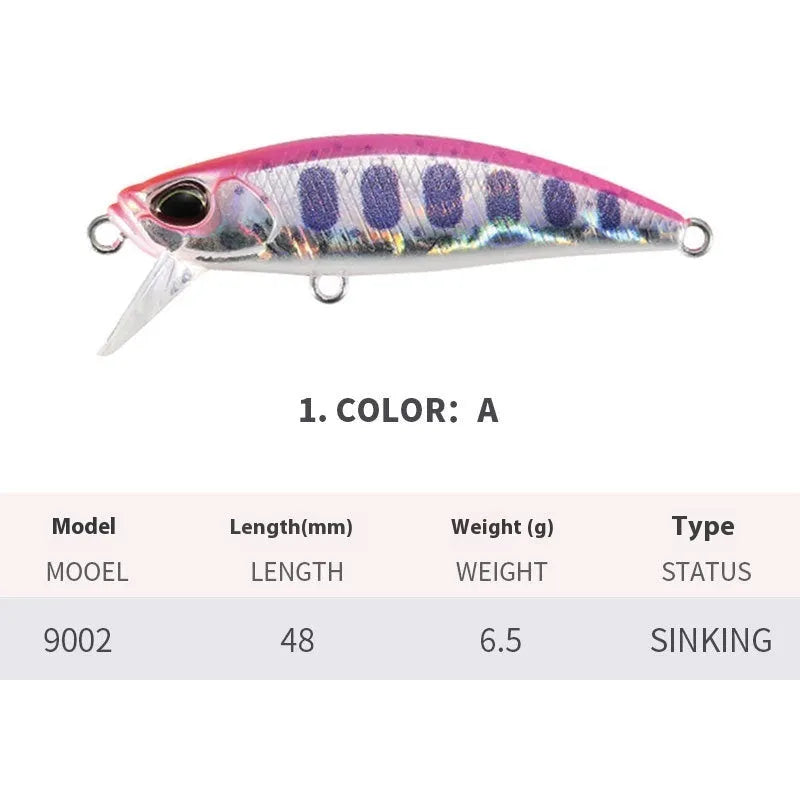 48mm Japanese submerged mino fishing lure for mandarin fish and snakehead with 6.5g weight