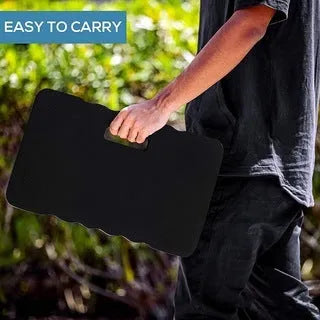 Blue Eva foam garden kneeler pad on grass, showing its 45cm length and 4cm thickness.