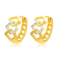 Geometric hollow out gold alloy earrings with clip-back fastening and colour separation detailing