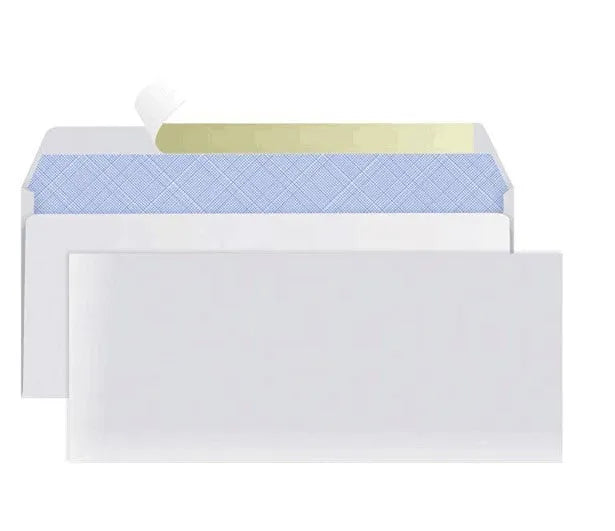 Blue anti-opening security envelope with self-adhesive closure measuring 105x240mm