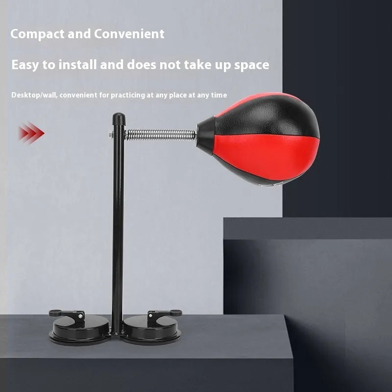 Pear-shaped inflatable boxing speed ball with black head and double suction cup hanging mount