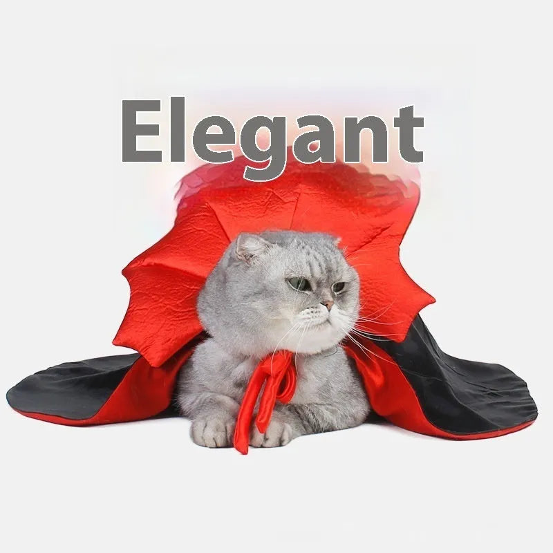Black and red Halloween pet costume for small cats and dogs made from polyester fabric