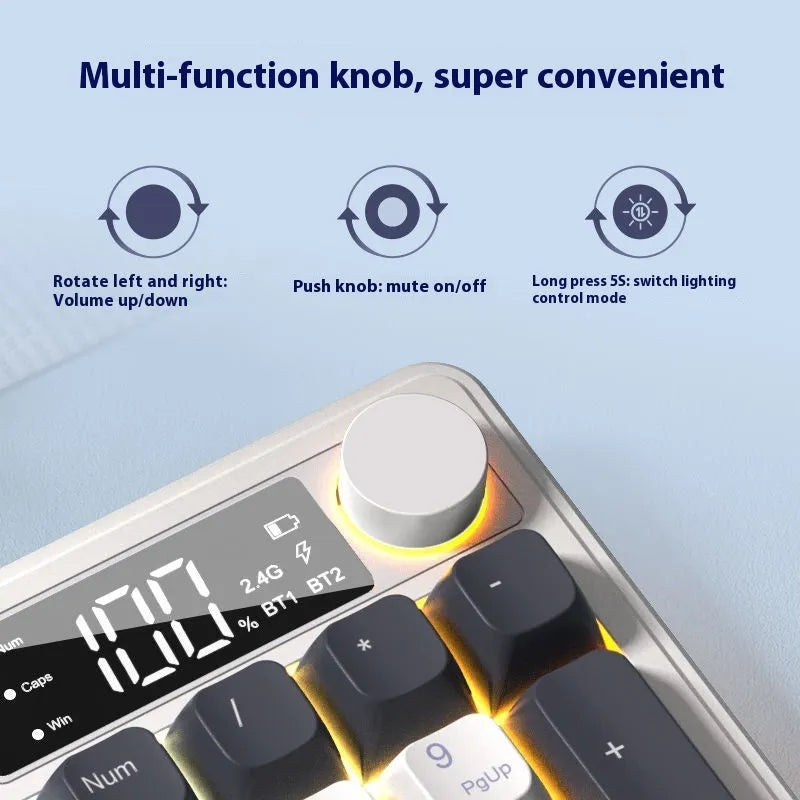 Blue white wireless mechanical keyboard with ball cap keycaps and optional matching mouse