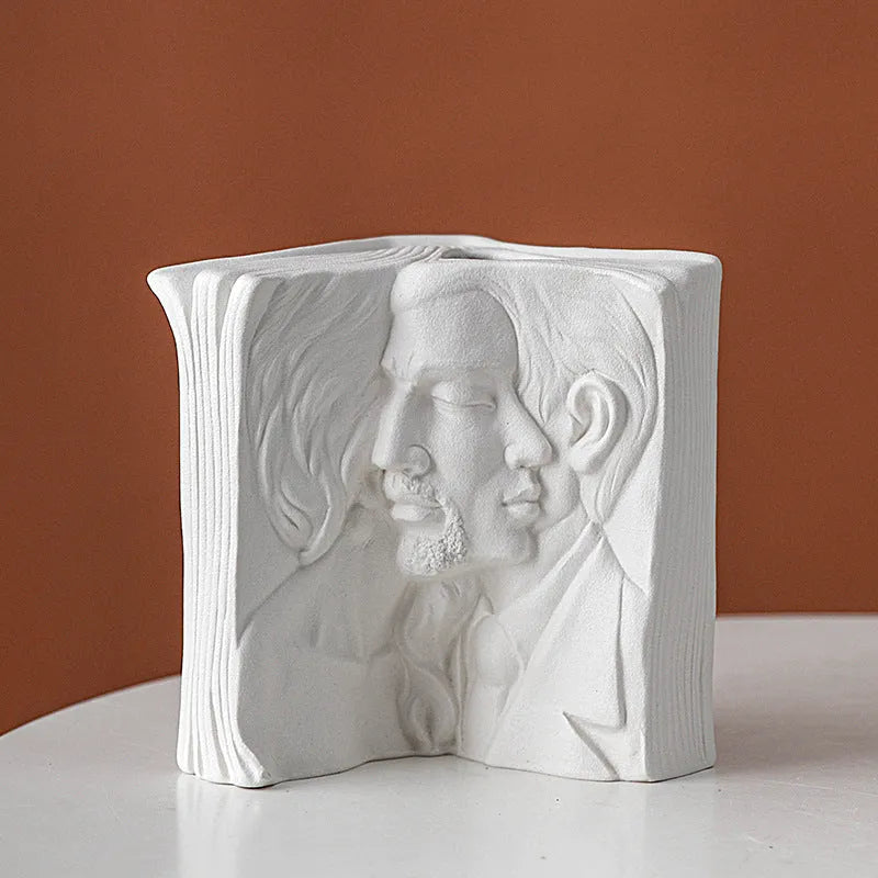 Ceramic decorative book stand with glazing surface in modern simple style