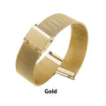 Milani stainless steel watch band with woven silk-style texture in silver, black, rose gold, or gold colour