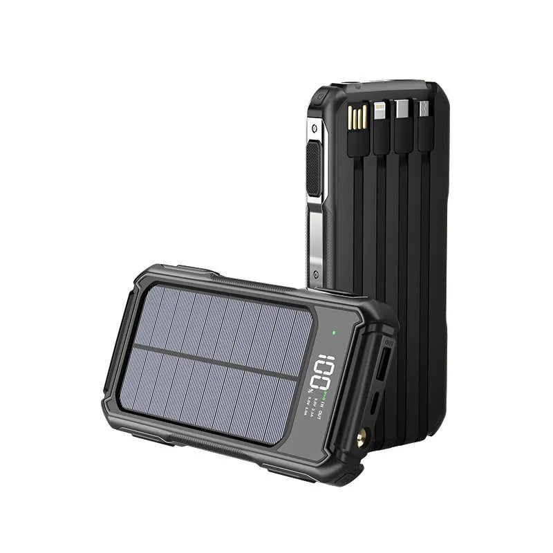 Military grade power bank in black, green or orange colours showing 2.1A ports